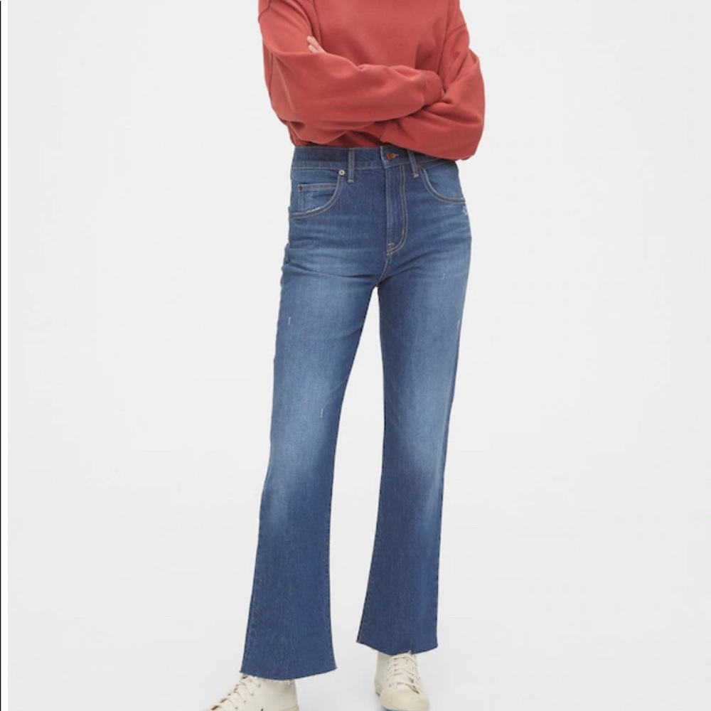 High rise ankle flare jeans